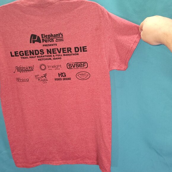 Legends Never Die Marathon Graphic Tee Shirt Gildan Ultra Cotton S Red - Picture 7 of 10